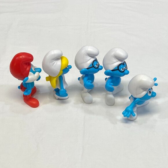 Set Burger King 2016 Lost Village Smurf 5" Plastic Action Figures Moving Arms - Picture 4 of 11